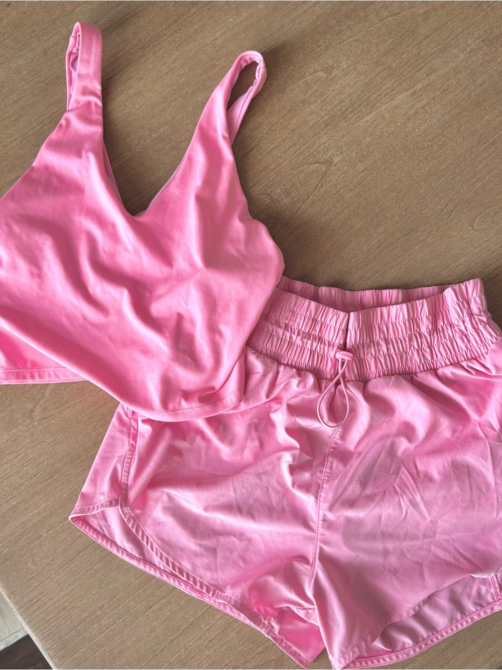 Pink Two-Piece Set - Crop Tank & Drawstring Shorts new without tags Size Small
